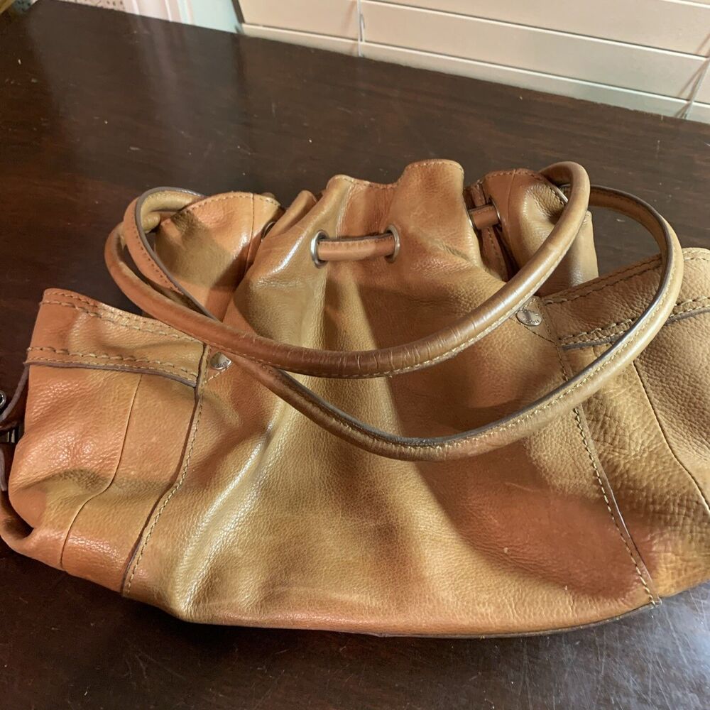 Fossil Vintage Brown Leather Tote Satchel Shoulder Handbag